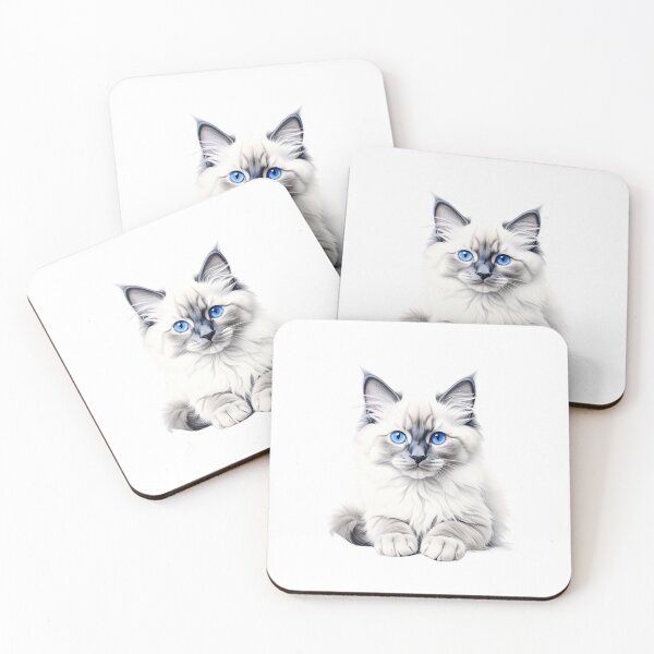 Item preview, Elegant Blue Point Ragdoll Cat Art | Fluffy Blue Eyed Kitten Illustration | Realistic Pet Portrait designed and sold by SabraDD.