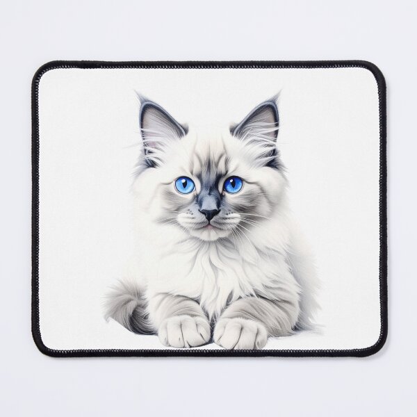 Item preview, Elegant Blue Point Ragdoll Cat Art | Fluffy Blue Eyed Kitten Illustration | Realistic Pet Portrait designed and sold by SabraDD.