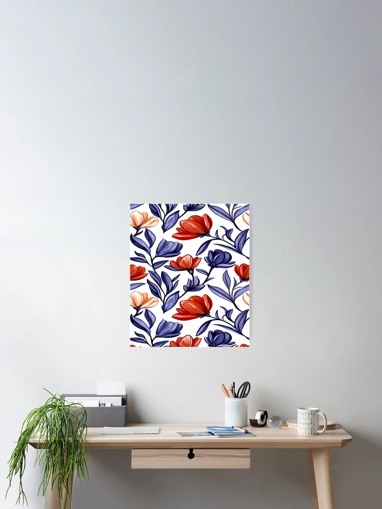 Thumbnail 2 of 3, Poster, Abstract Flower Pattern designed and sold by ViaARTfactory.