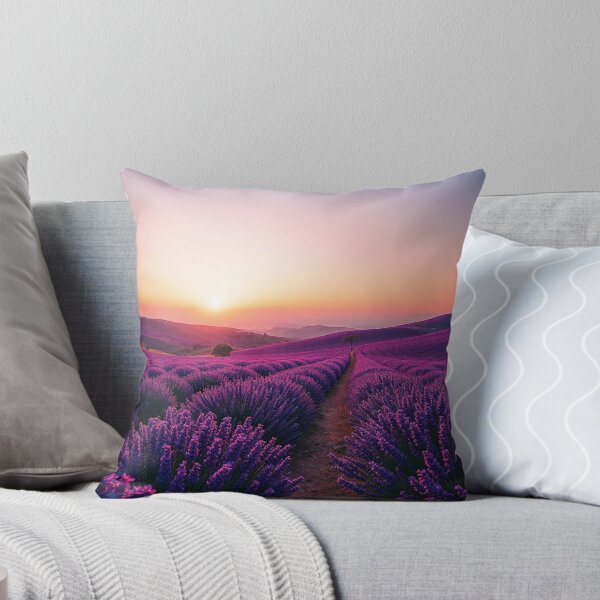 Item preview, Lavender Sunset Path Through Purple Fields designed and sold by IntelliMindDesigns.