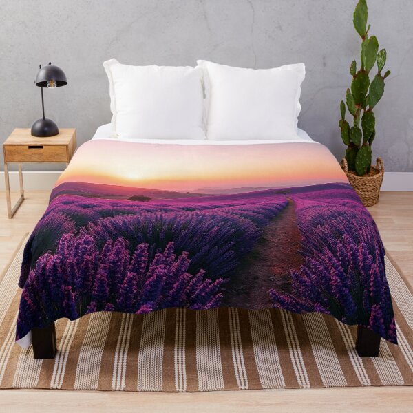 Item preview, Lavender Sunset Path Through Purple Fields designed and sold by IntelliMindDesigns.