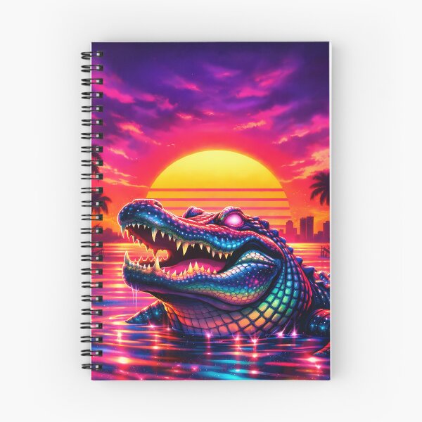 Artikelvorschau, Neon Swamp Gator – Synthwave Alligator Sunset Vaporwave Beast entworfen und verkauft von JWsNeonHorizons.