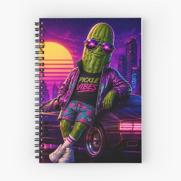 Item preview, Neon Pickle Vibes – Synthwave Dill With It Vaporwave Retro 80s Art designed and sold by JWsNeonHorizons.