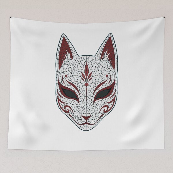 Item preview, Kitsune Mask Mosaic Art – Geometric Fox Spirit Design designed and sold by SandersonStudio.