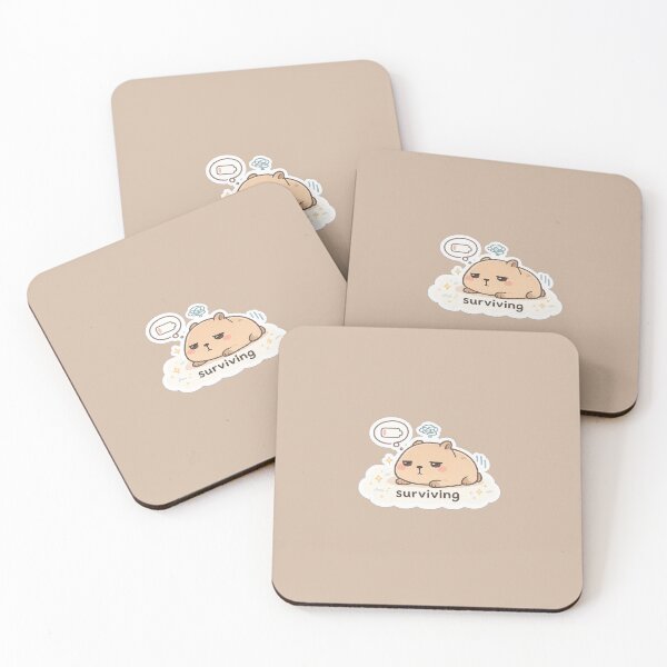 Item preview, Surviving Cute Bear Sticker | Low Energy Kawaii Meme | Tired Aesthetic Animal Art designed and sold by Qingtian814.