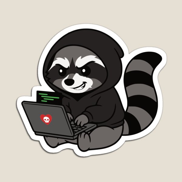 Item preview, Hacker Raccoon Trash Panda | Cybersecurity & Coding Humor sticker designed and sold by Project X Design.