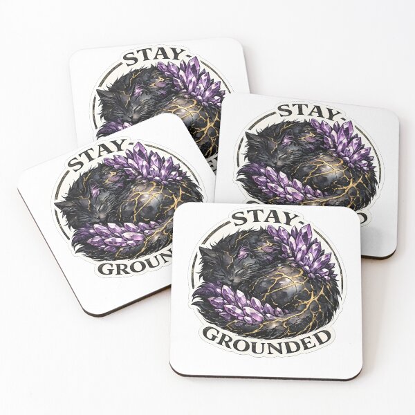 Item preview, Stay Grounded Black Cat Amethyst Kintsugi designed and sold by chattsuede.