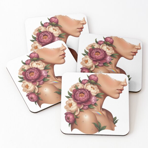 Item preview, Side Portrait Peony Floral Woman Illustration designed and sold by AbanoubStore.