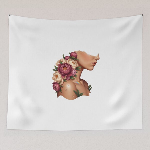 Item preview, Side Portrait Peony Floral Woman Illustration designed and sold by AbanoubStore.