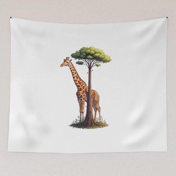 Item preview, Elegant Giraffe Tree Digital Illustration designed and sold by AbanoubStore.