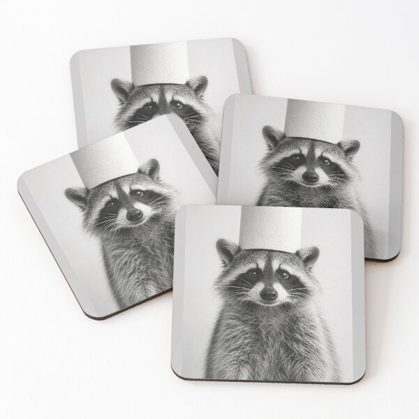 Item preview, Raccoon Toilet Paper Hat Funny Bathroom Art designed and sold by BrentonAndCo.