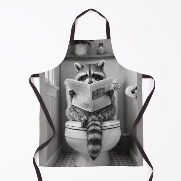 Item preview, Raccoon Reading Newspaper Funny Bathroom Art designed and sold by BrentonAndCo.