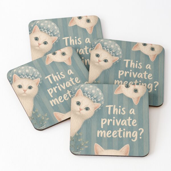 Item preview, Is This A Private Meeting Funny Cat Bathroom Art designed and sold by BrentonAndCo.