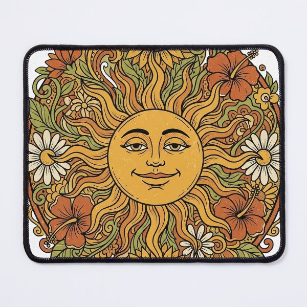 Item preview, Retro 70s Groovy Sun Floral Vintage Psychedelic Nature Art Tshirt designed and sold by EliasMan.