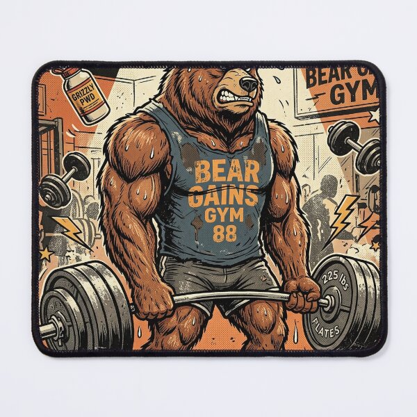Item preview, Retro 80s Gym Bear Funny Workout Vintage Fitness Humor Bear Tshirt designed and sold by EliasMan.