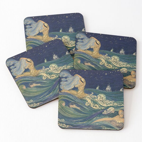 Item preview, Art Nouveau Ocean Waves Goddess Illustration for Vintage Art Lovers designed and sold by RickE.
