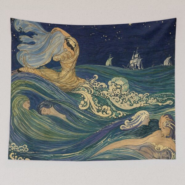 Item preview, Art Nouveau Ocean Waves Goddess Illustration for Vintage Art Lovers designed and sold by RickE.