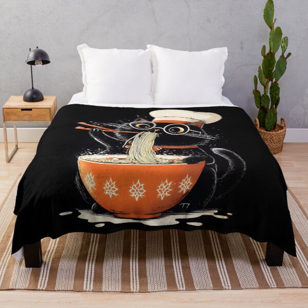 Item preview, Cute Black Cat Eating Ramen designed and sold by RebenCantik.