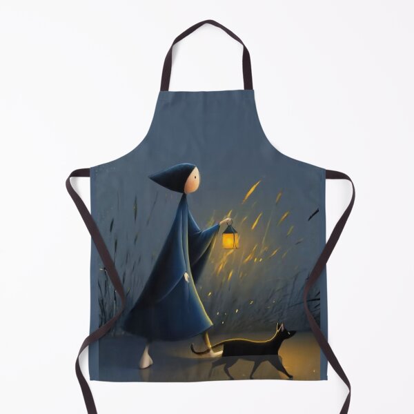 Item preview, Girl in cloak walking at night with lantern designed and sold by Rue Market.