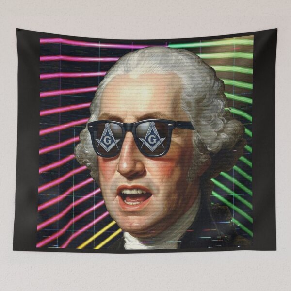 Item preview, Neon Synthwave George Washington - Max Headroom Retro Glitch designed and sold by Monkey-Rooster.