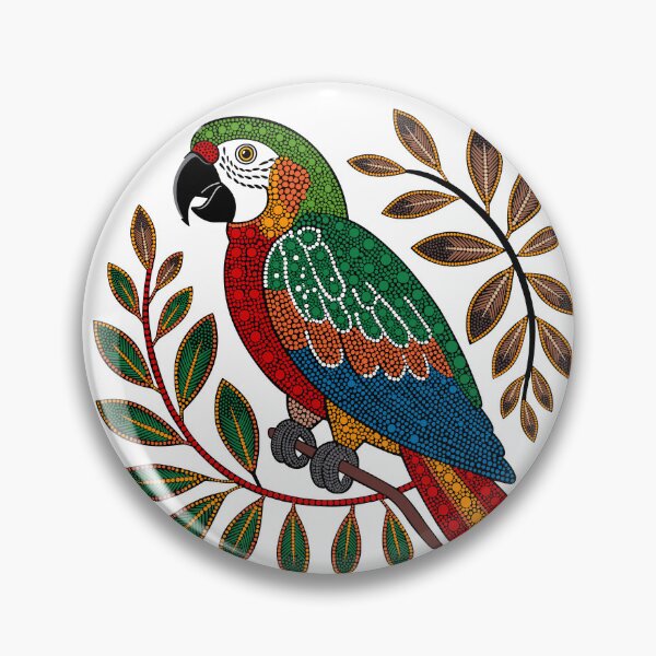 Item preview, Tropical Parrot, Macaw Tropical Bird, Australian Aboriginal Dot Painting, Toucan Exotic Cockatoo Bird Lover Design designed and sold by AboriginalAdorn.