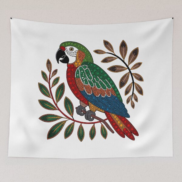 Item preview, Tropical Parrot, Macaw Tropical Bird, Australian Aboriginal Dot Painting, Toucan Exotic Cockatoo Bird Lover Design designed and sold by AboriginalAdorn.