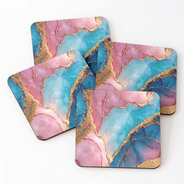 Item preview, Pink Blue Gold Marble Abstract Luxury Abstract Art designed and sold by lematworks.