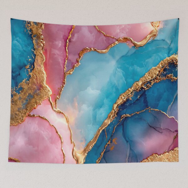 Item preview, Pink Blue Gold Marble Abstract Luxury Abstract Art designed and sold by lematworks.