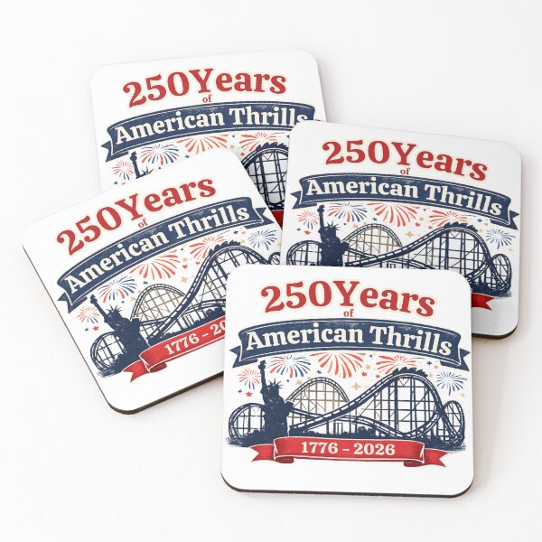 Item preview, 250 Years of American Thrills • 1776–2026 Patriotic Coaster Design designed and sold by Coaster Culture Industries.