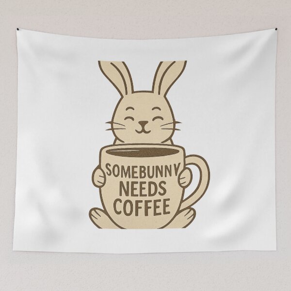 Item preview, Somebunny Needs Coffee - Cute Bunny Espresso Lover designed and sold by tineldesign.