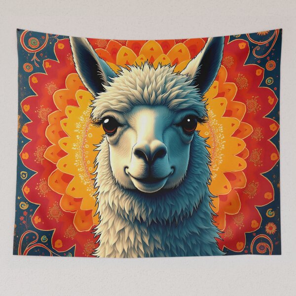 Item preview,  Psychedelic Llama Portrait Retro Floral Pop Art Animal Illustration designed and sold by AnimalAirtistry.