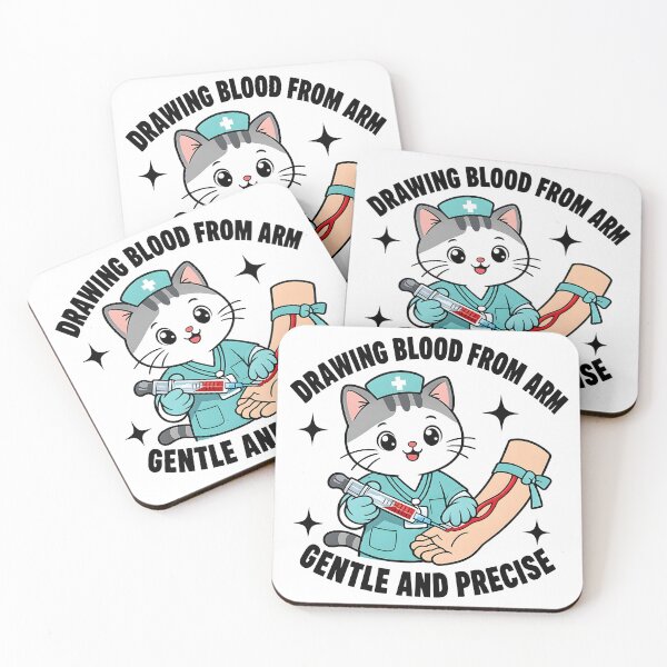 Item preview, Cute Cat Phlebotomist Nurse Drawing Blood From Arm Funny Medical Lab Week Gift Sticker designed and sold by ClinicalHubs.
