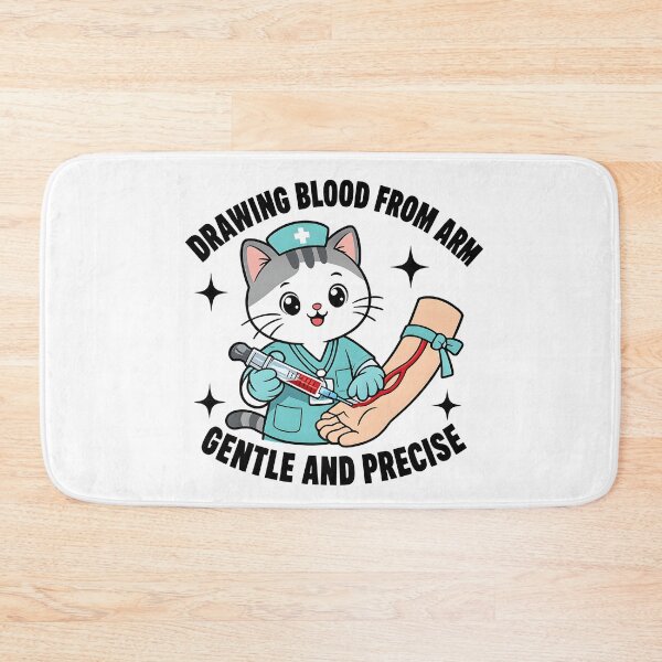 Item preview, Cute Cat Phlebotomist Nurse Drawing Blood From Arm Funny Medical Lab Week Gift Sticker designed and sold by ClinicalHubs.