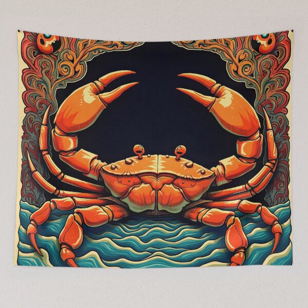 Item preview,  Retro Psychedelic Crab Illustration Ocean Folk Art Coastal Design designed and sold by AnimalAirtistry.