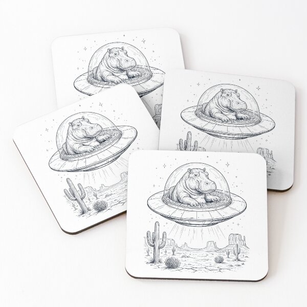 Item preview, Vintage Hippo Riding UFO Animal Lover designed and sold by DoodleTortle.