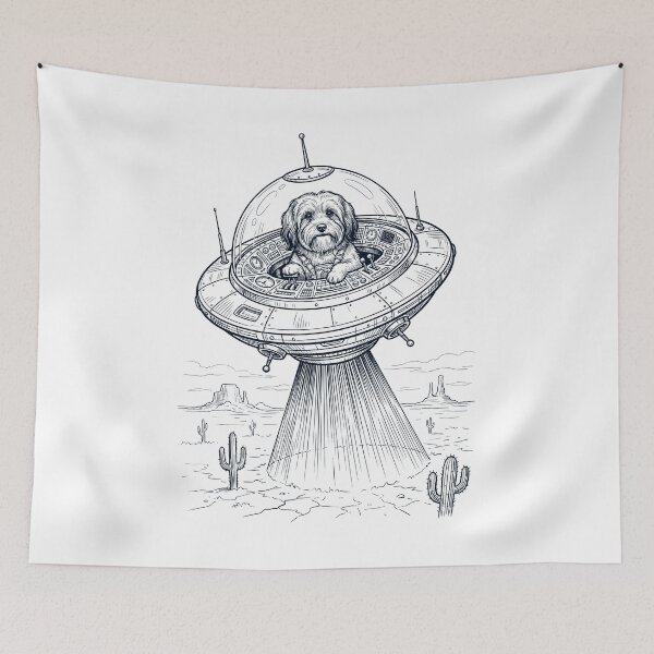 Item preview, Vintage Havanese Riding UFO Dog Mom Dad Lover designed and sold by DoodleTortle.