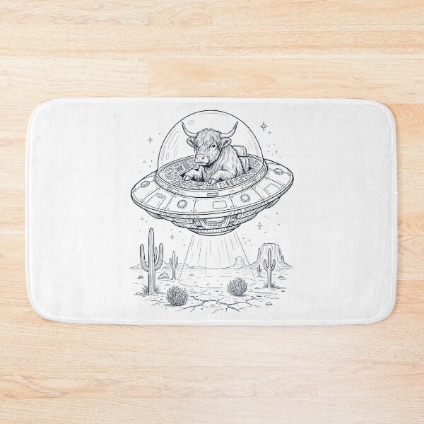 Item preview, Vintage Highland Cow Riding UFO Animal Lover designed and sold by DoodleTortle.