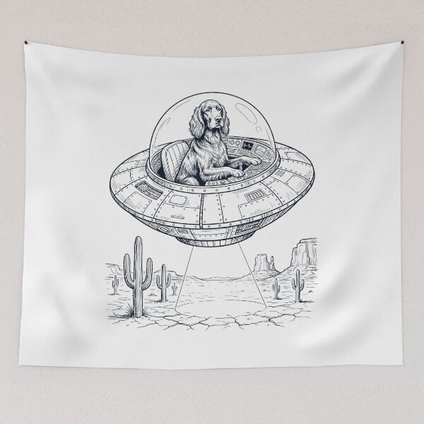 Item preview, Vintage Irish Setter Riding UFO Dog Mom Dad Lover designed and sold by DoodleTortle.