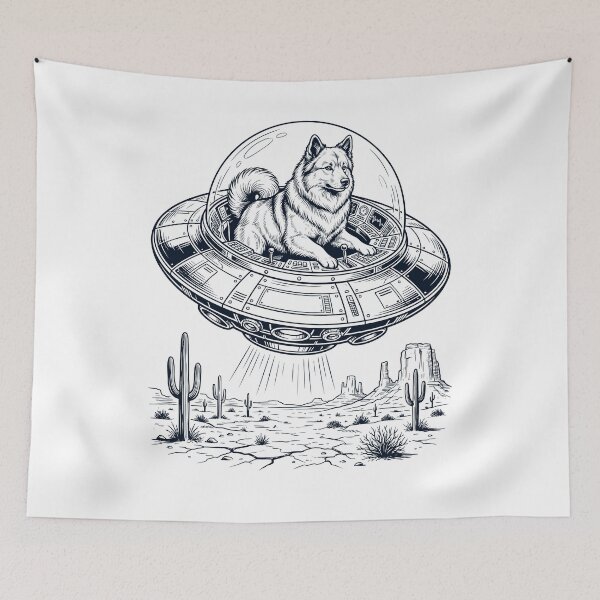 Artikelvorschau, Vintage Isländischer Schäferhund reitet UFO Hundemama Papa Liebhaber entworfen und verkauft von DoodleTortle.
