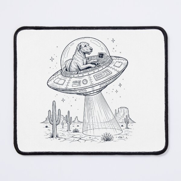 Item preview, Vintage Irish Wolfhound Riding UFO Dog Mom Dad Lover designed and sold by DoodleTortle.