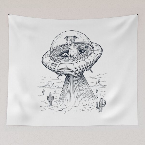 Item preview, Vintage Italian Greyhound Riding UFO Dog Mom Dad Lover designed and sold by DoodleTortle.