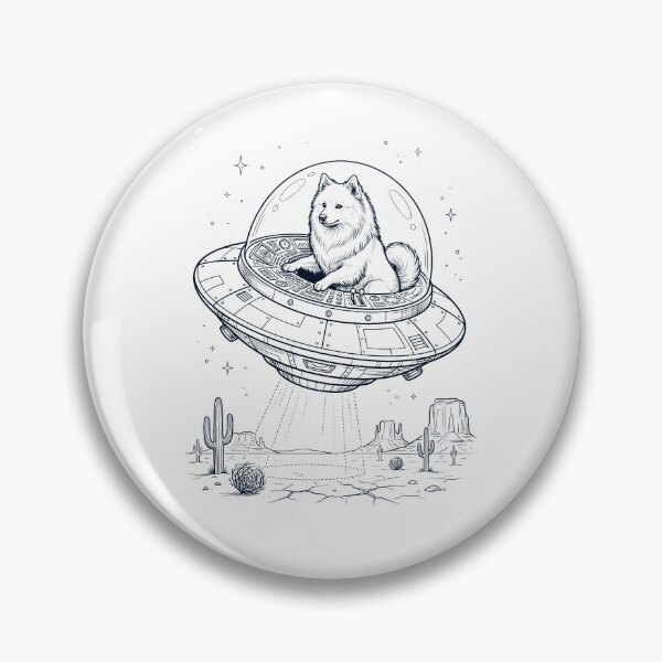 Item preview, Vintage Japanese Spitz Riding UFO Dog Mom Dad Lover designed and sold by DoodleTortle.