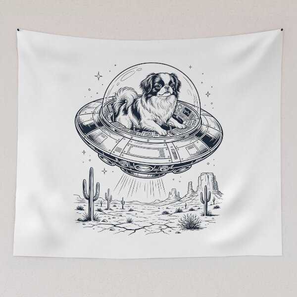 Item preview, Vintage Japanese Chin Riding UFO Dog Mom Dad Lover designed and sold by DoodleTortle.