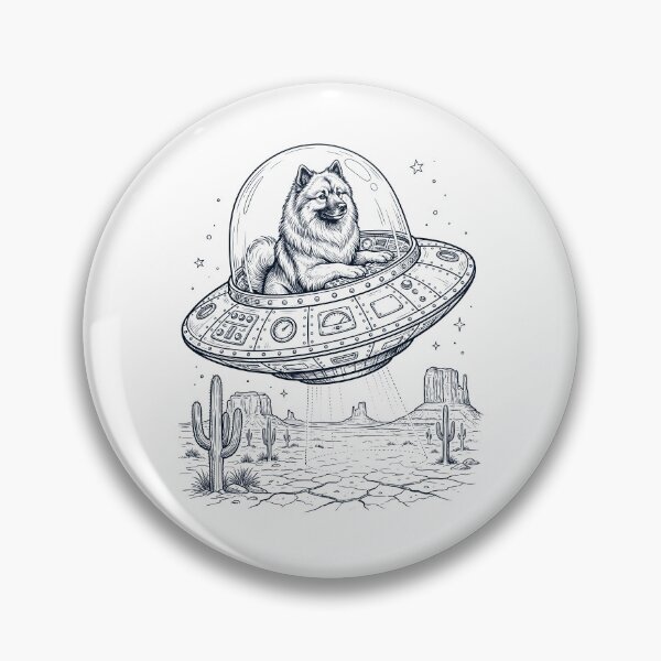 Item preview, Vintage Keeshond Riding UFO Dog Mom Dad Lover designed and sold by DoodleTortle.
