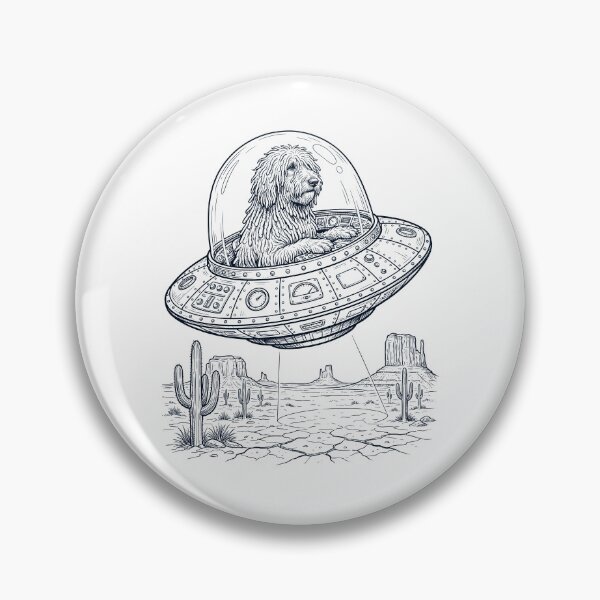 Item preview, Vintage Komondor Riding UFO Dog Mom Dad Lover designed and sold by DoodleTortle.