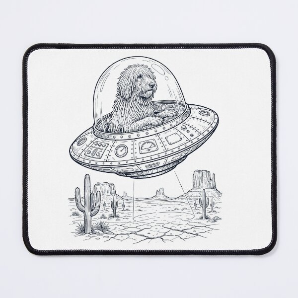 Item preview, Vintage Komondor Riding UFO Dog Mom Dad Lover designed and sold by DoodleTortle.