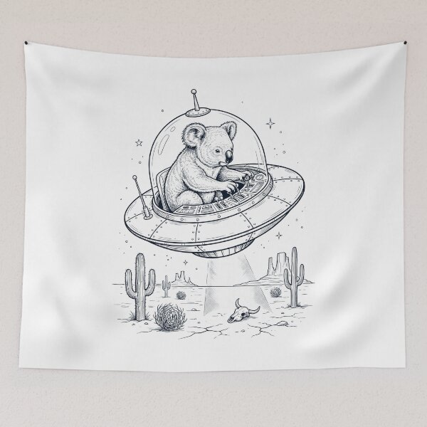 Item preview, Vintage Koala Riding UFO Animal Lover designed and sold by DoodleTortle.