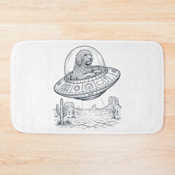 Item preview, Vintage Komondor Riding UFO Dog Mom Dad Lover designed and sold by DoodleTortle.