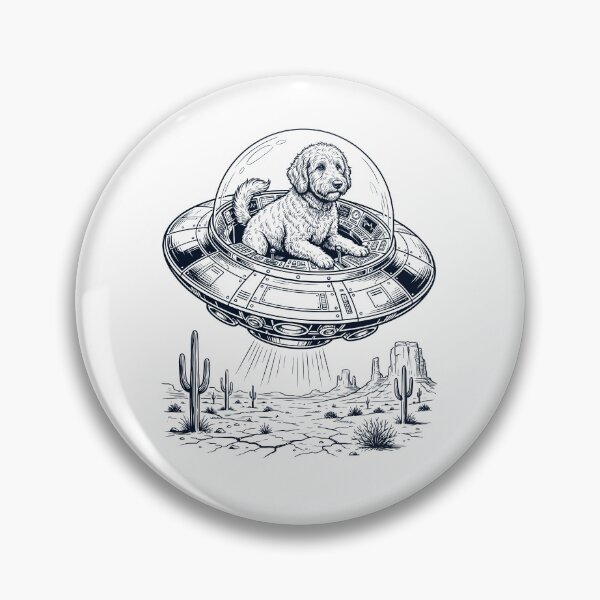 Item preview, Vintage Labradoodle Riding UFO Dog Mom Dad Lover designed and sold by DoodleTortle.