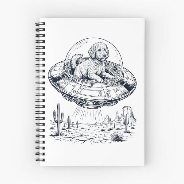 Item preview, Vintage Labradoodle Riding UFO Dog Mom Dad Lover designed and sold by DoodleTortle.